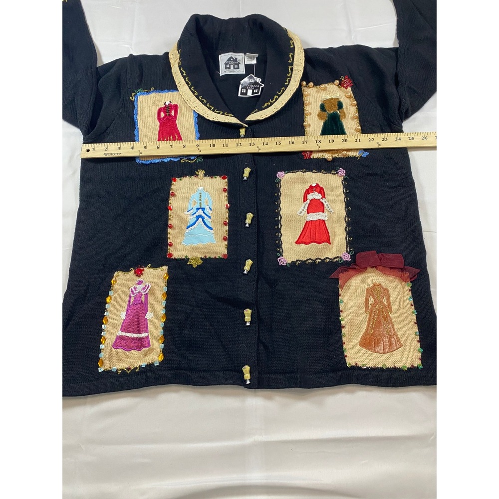 Storybook Knits Vintage Victorian Dress Cardigan Sweater Black Novelty 1X NEW - Picture 8 of 10